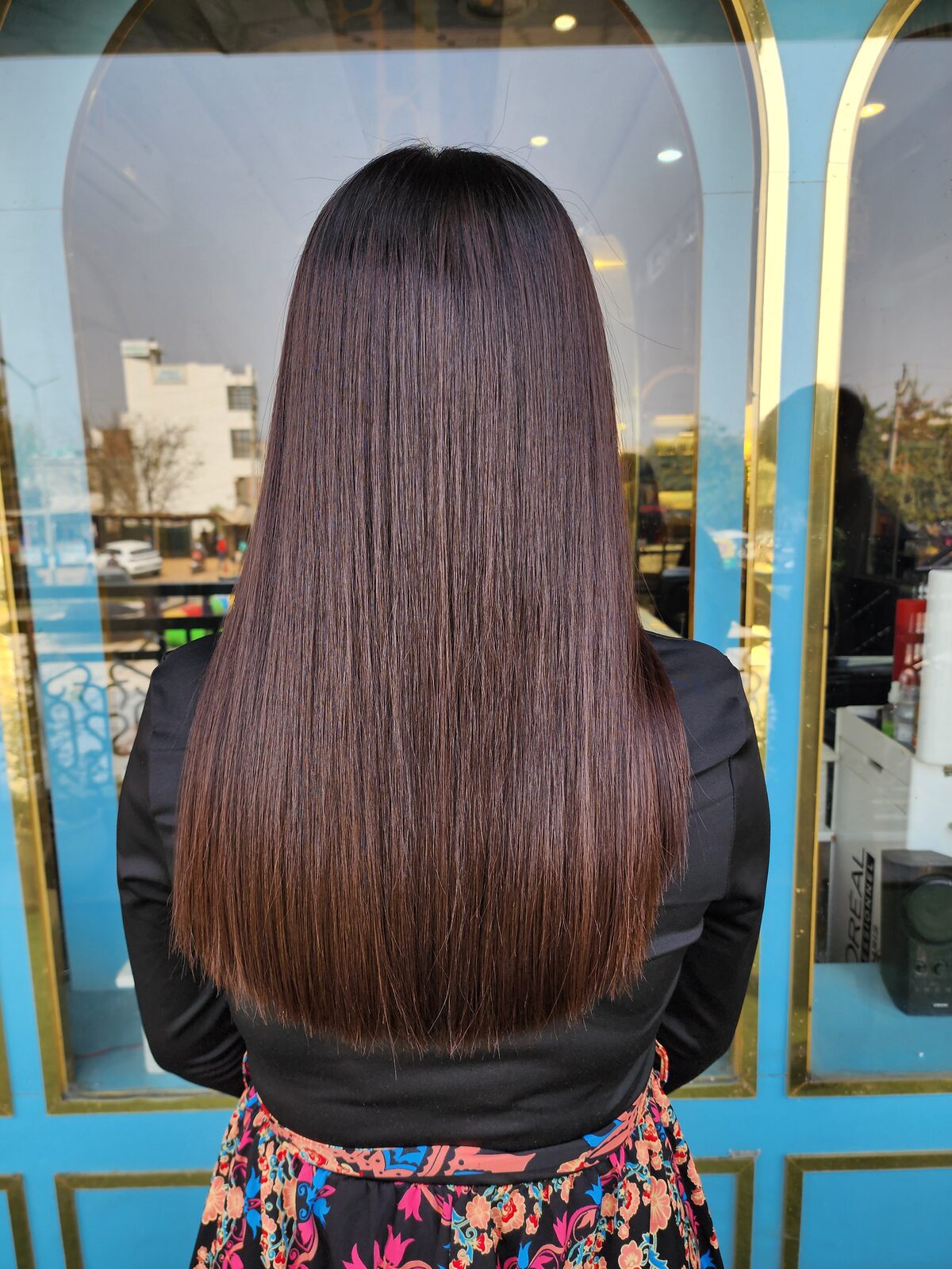 Long sleek hair transformation